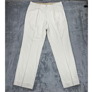 Tommy Bahama Silk Bamboo Dress Pants Mens 35x32 Cream Off White Flat Front